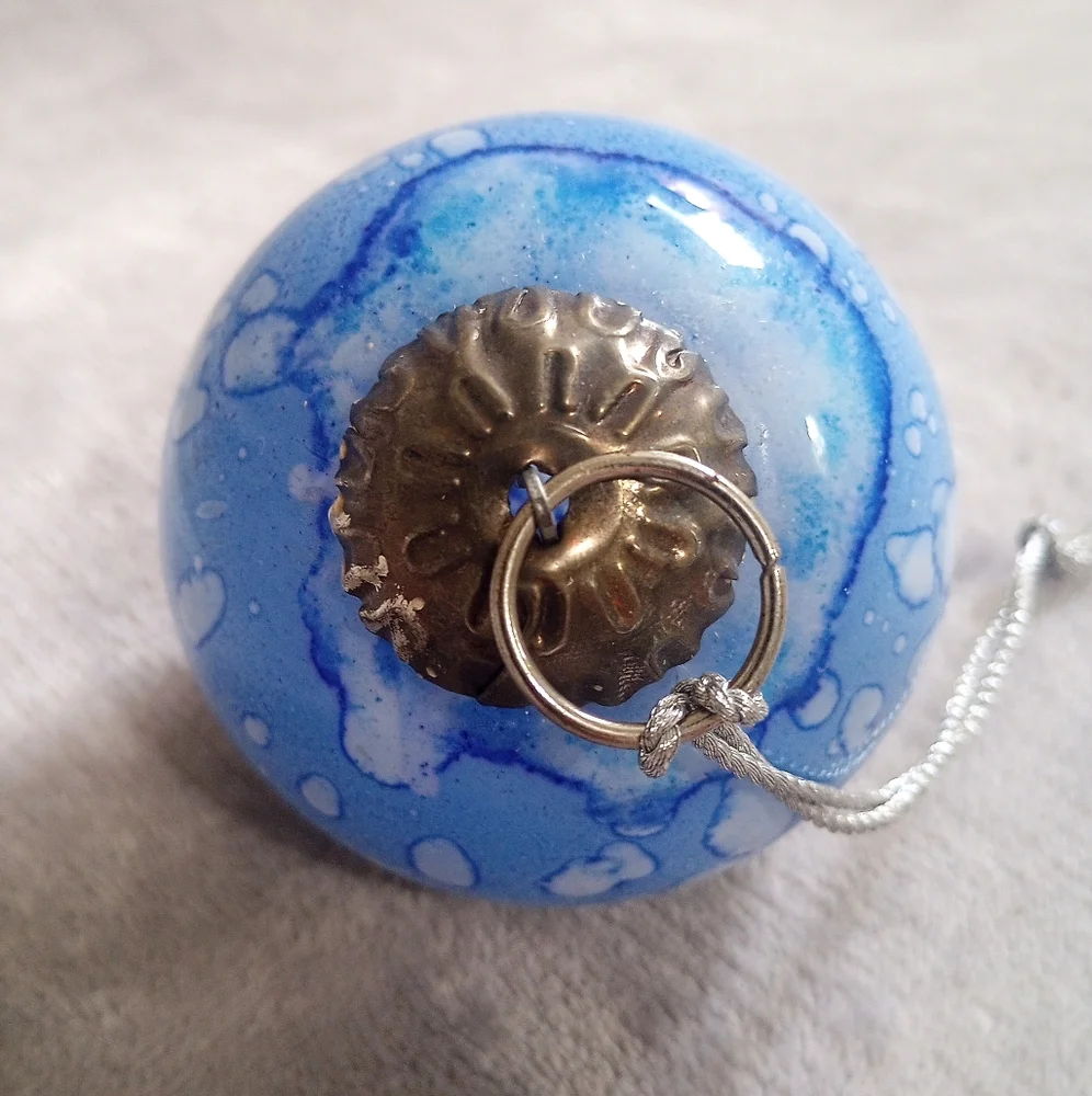 2 Kugel Style Speckled Blown Glass Ball Christmas Ornaments